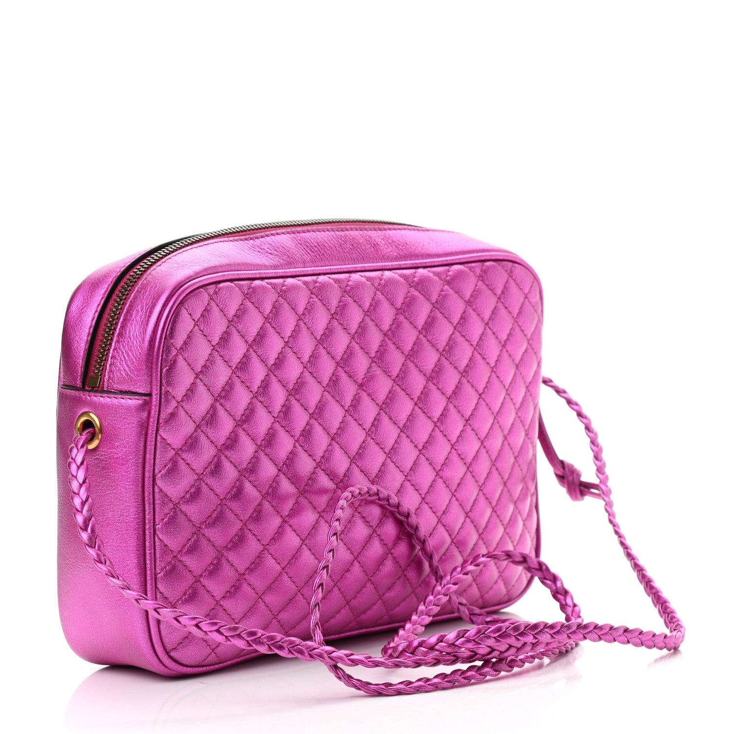 Gucci Laminated Nappa Trapuntata Small Zumi Shoulder Bag Fuxia 3 of 10