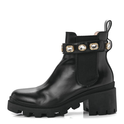 Gucci Calfskin Crystal GG Trip Chelsea Ankle Boots 40 Black 1 of 9