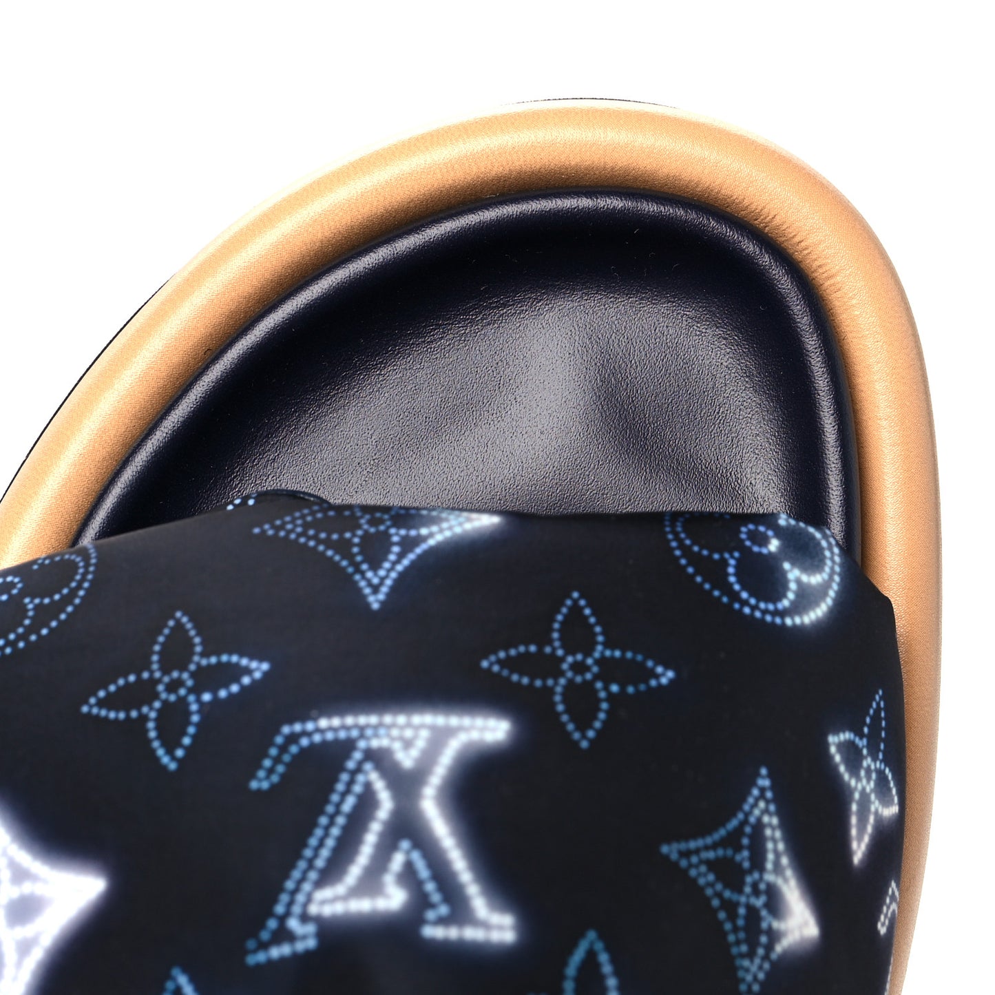 Nylon Monogram Womens Pool Pillow Comfort Mules 36 Navy Blue