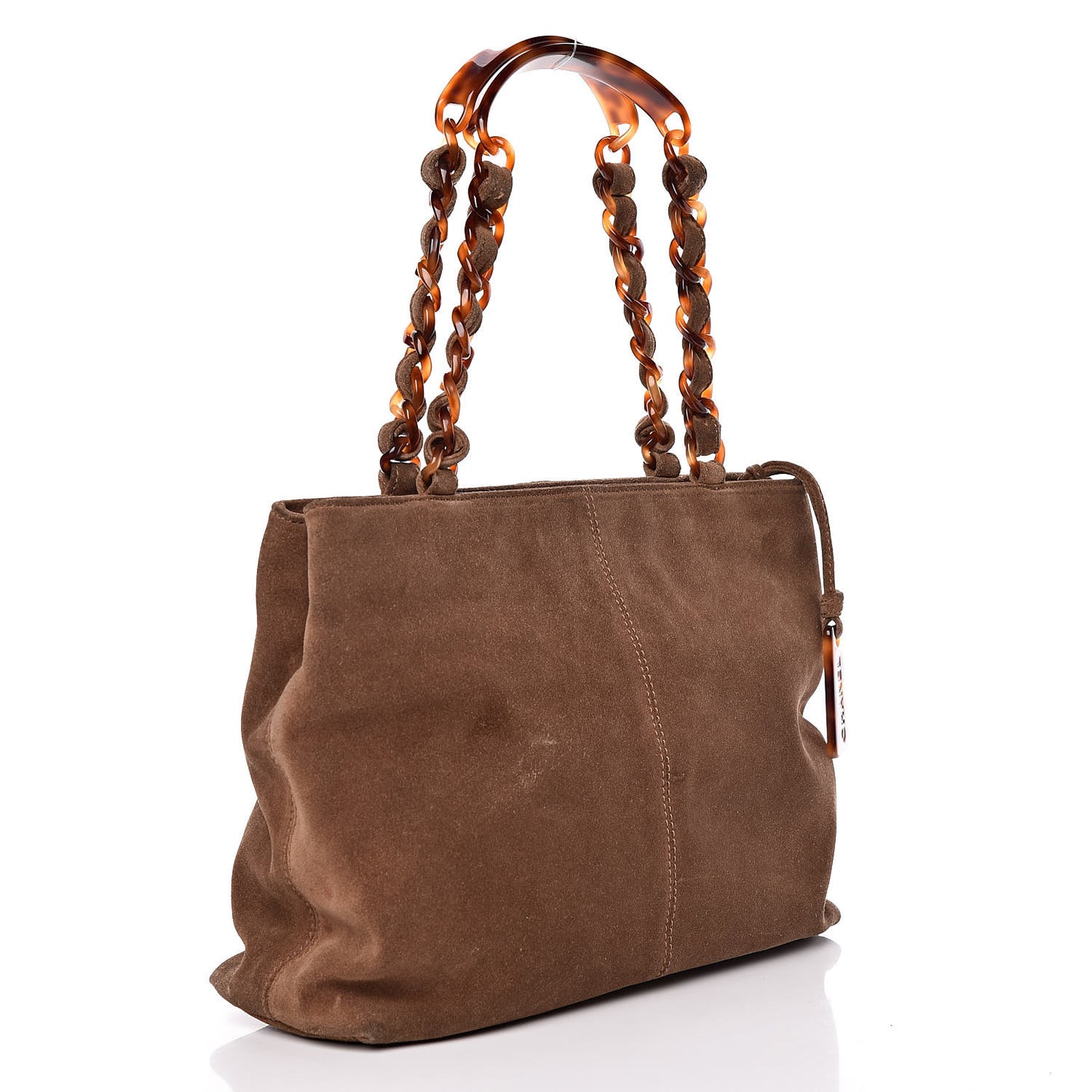 Suede Bekko Chain CC Shopping Tote Dark Brown
