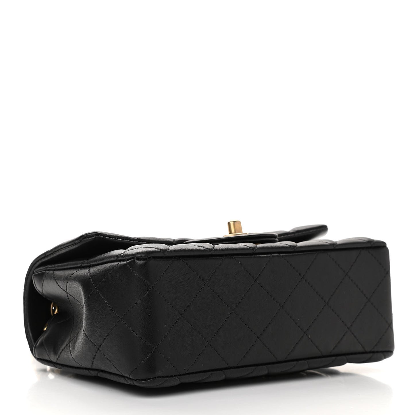 Lambskin Quilted Mini Rectangular Flap Black