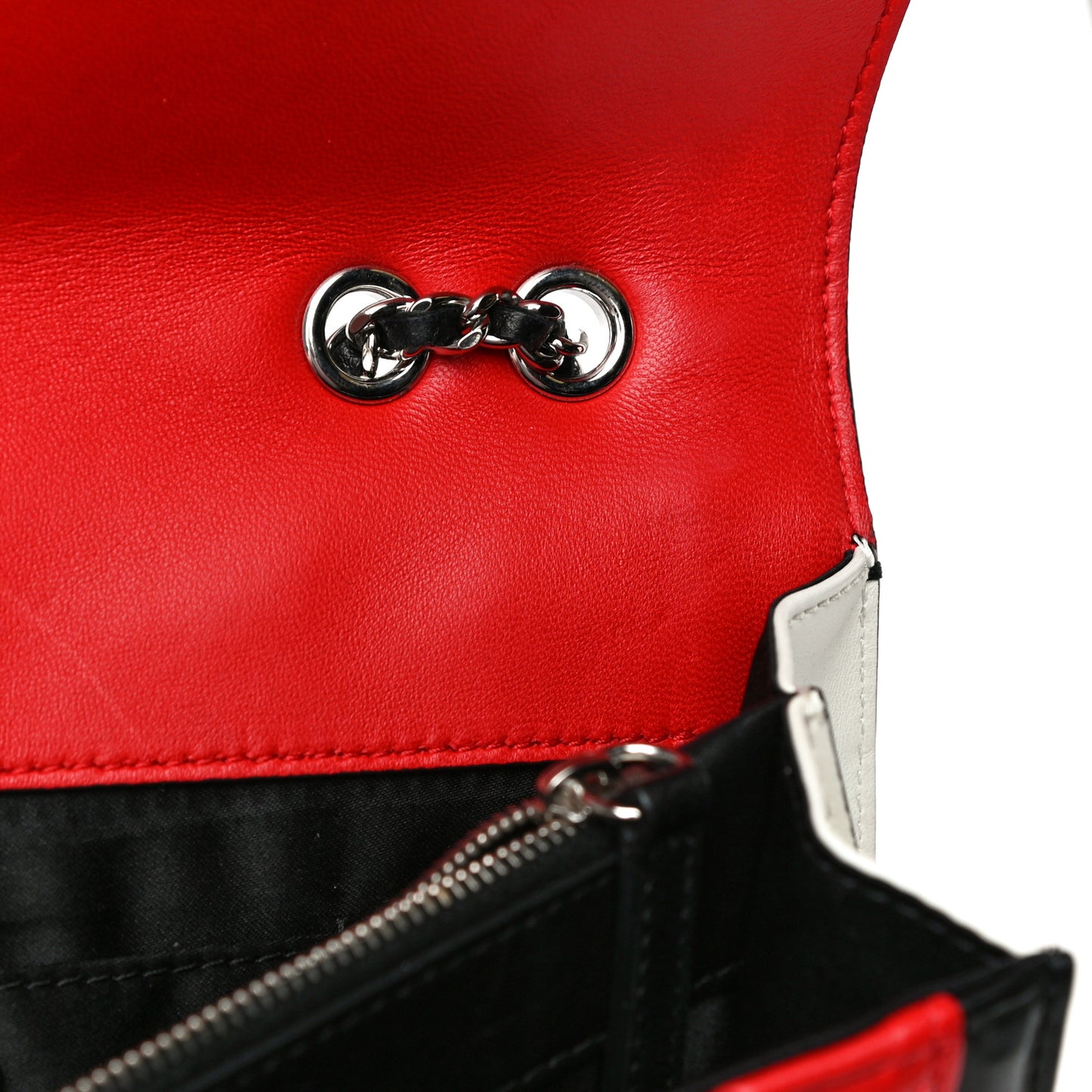 Lambskin Quilted Medium Graphic Flap Red Black