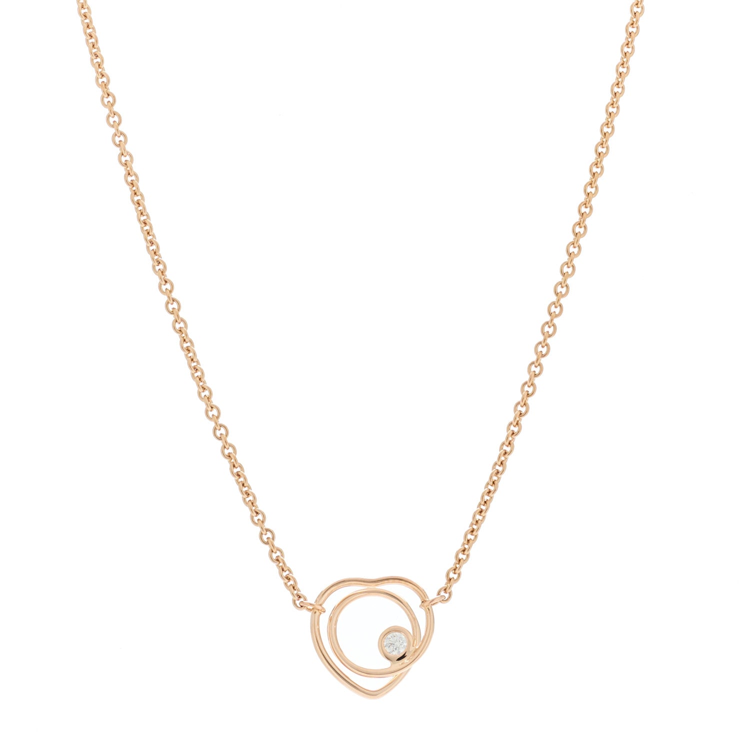 Hermes 18K Rose Gold Diamond TPM Vertige Coeur Necklace SH 1 of 7