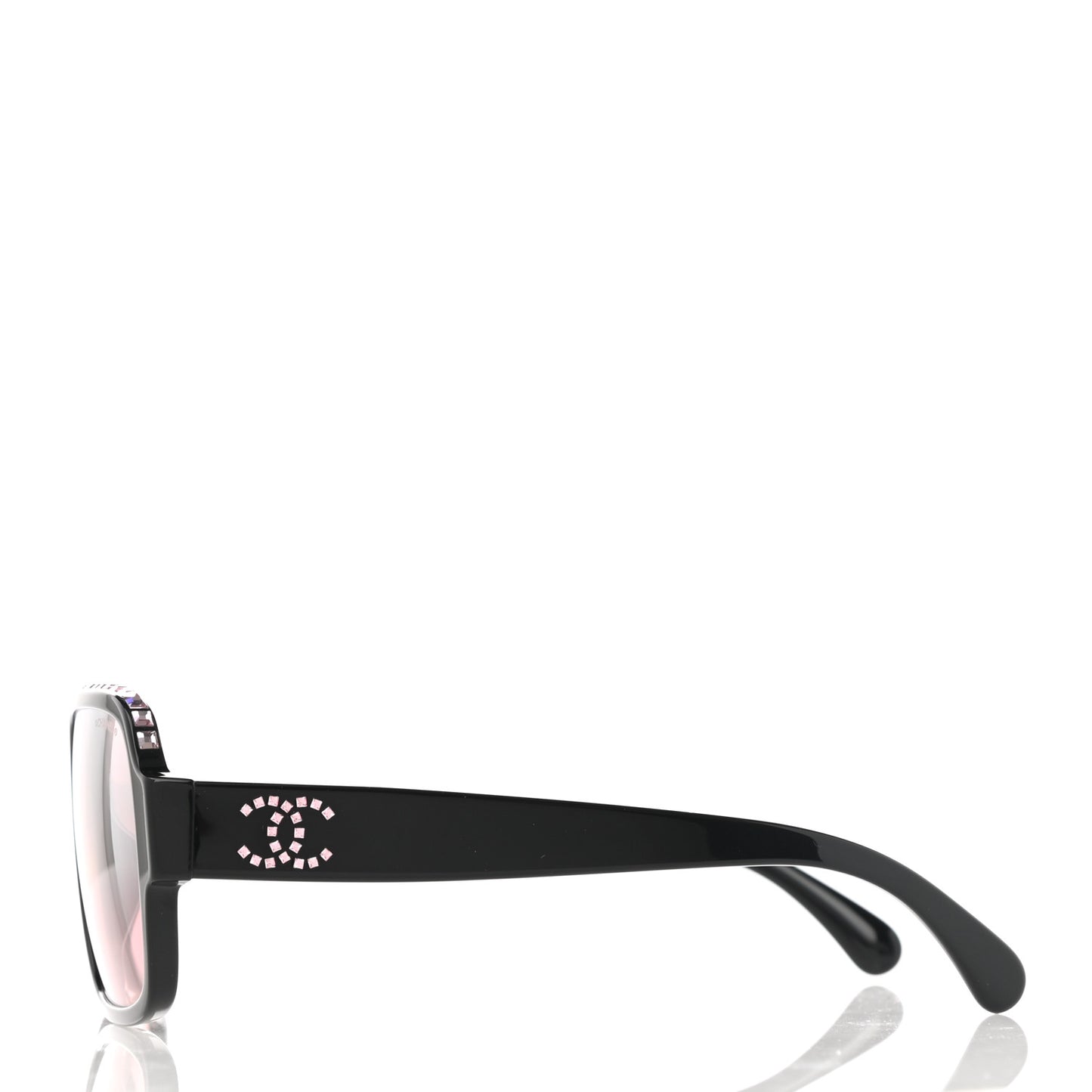 Acetate Crystal CC Shield Sunglasses 71431A Black