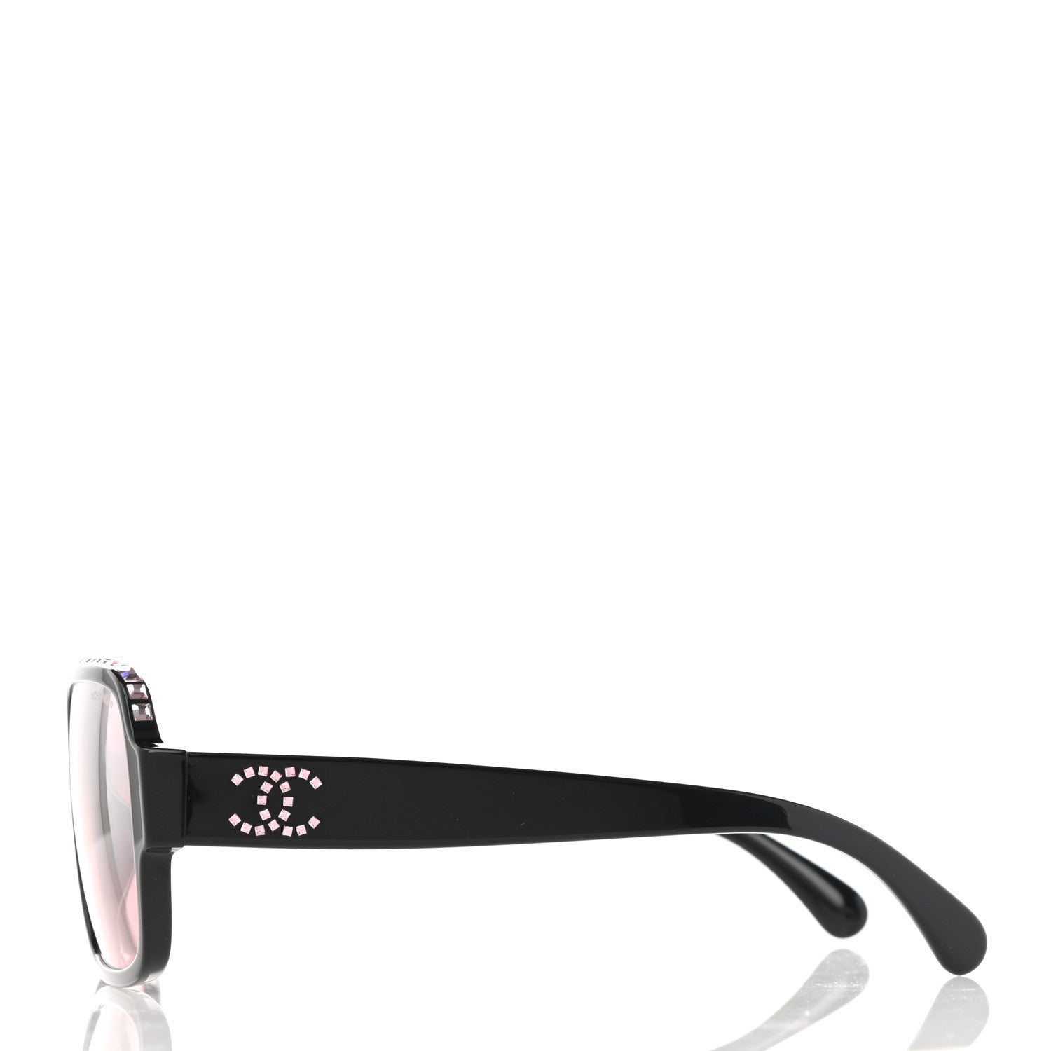 Chanel Acetate Crystal CC Shield Sunglasses 71431A Black 3 of 7