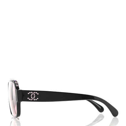 Chanel Acetate Crystal CC Shield Sunglasses 71431A Black 3 of 7