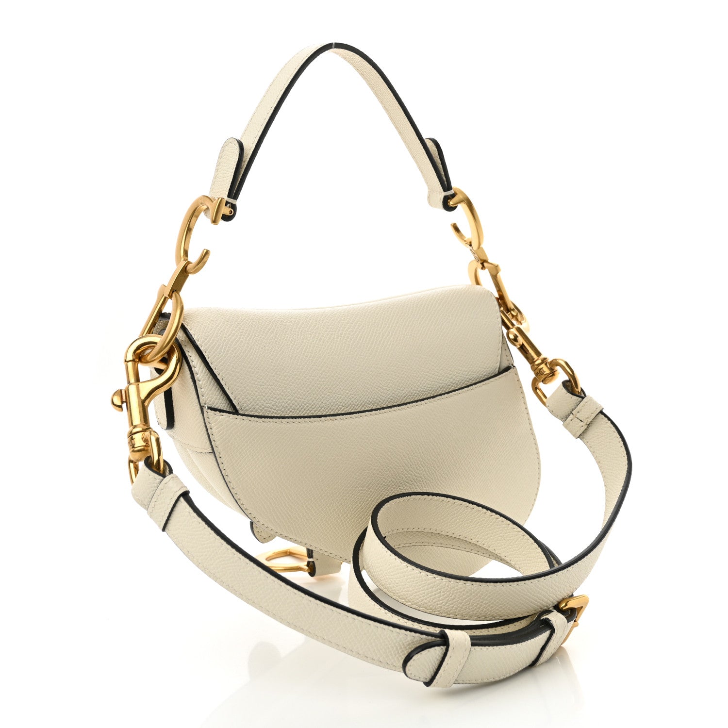 Christian Dior Grained Calfskin Mini Saddle Bag With Strap White 3 of 10