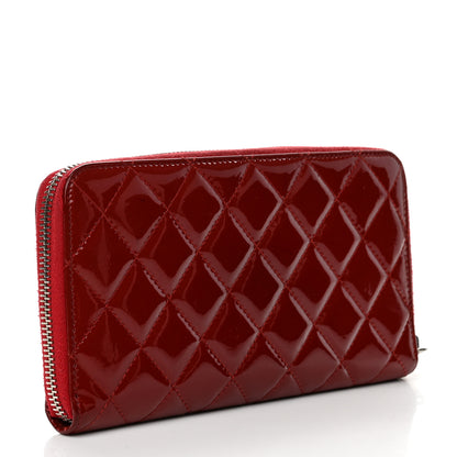 Chanel Patent Quilted Brilliant Zip Around Wallet Red 3 of 8