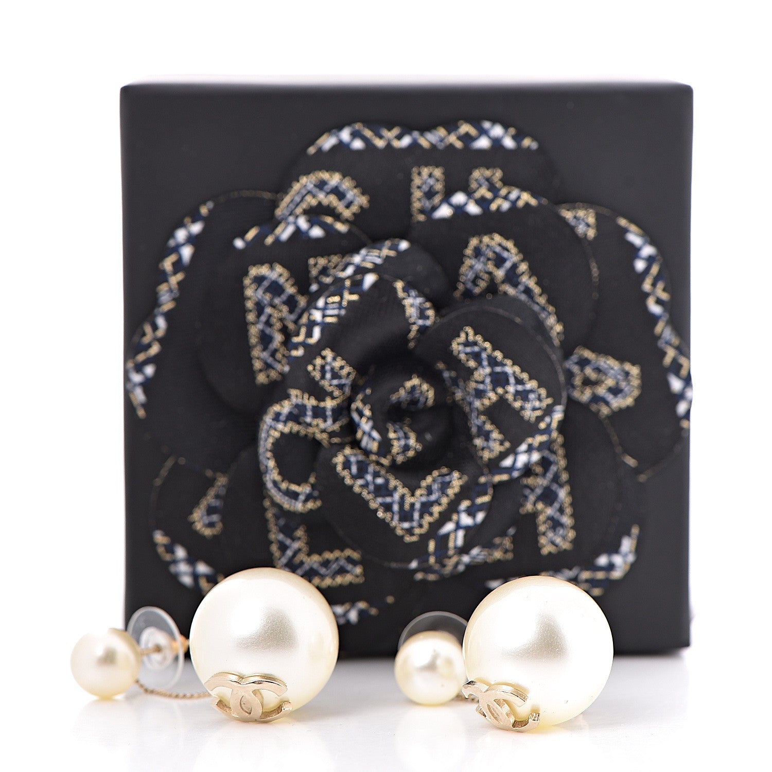 Chanel Pearl CC Drop Earrings Gold 5 of 5