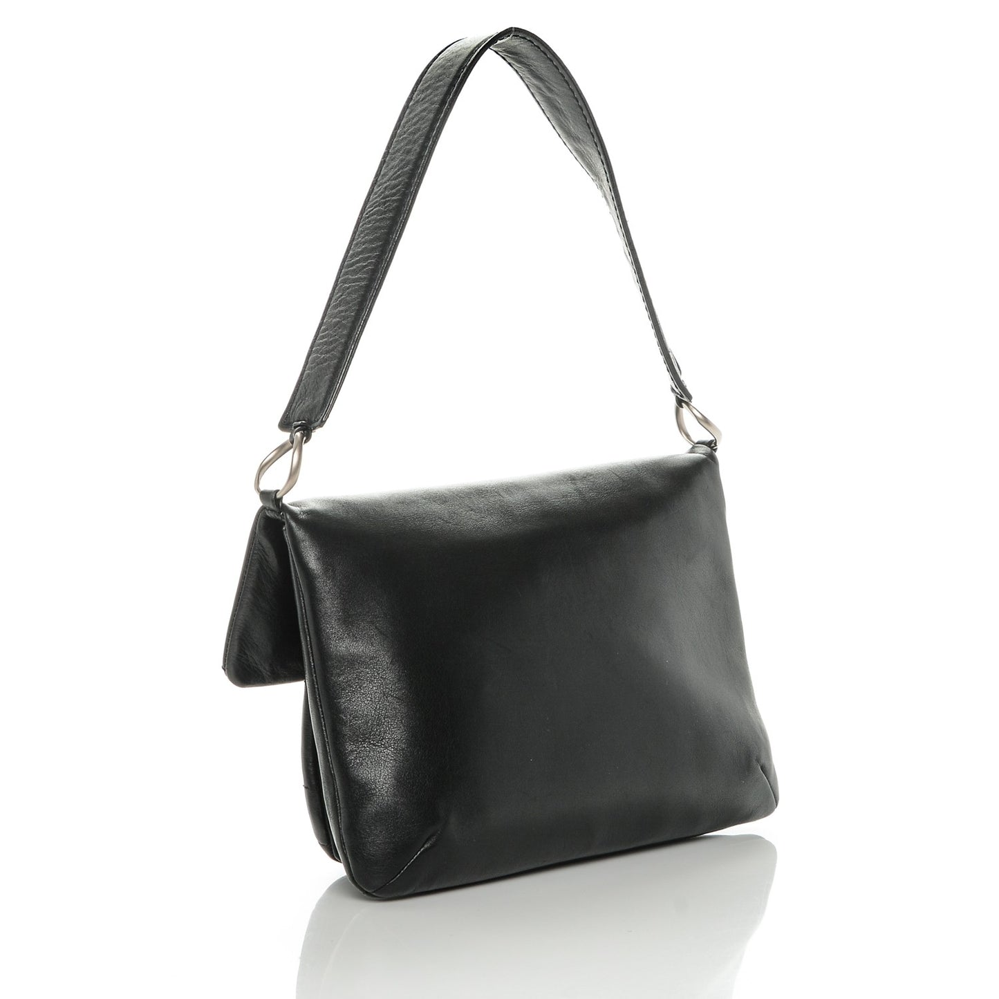 Calfskin Square Stitched Mademoiselle Shoulder Bag Black
