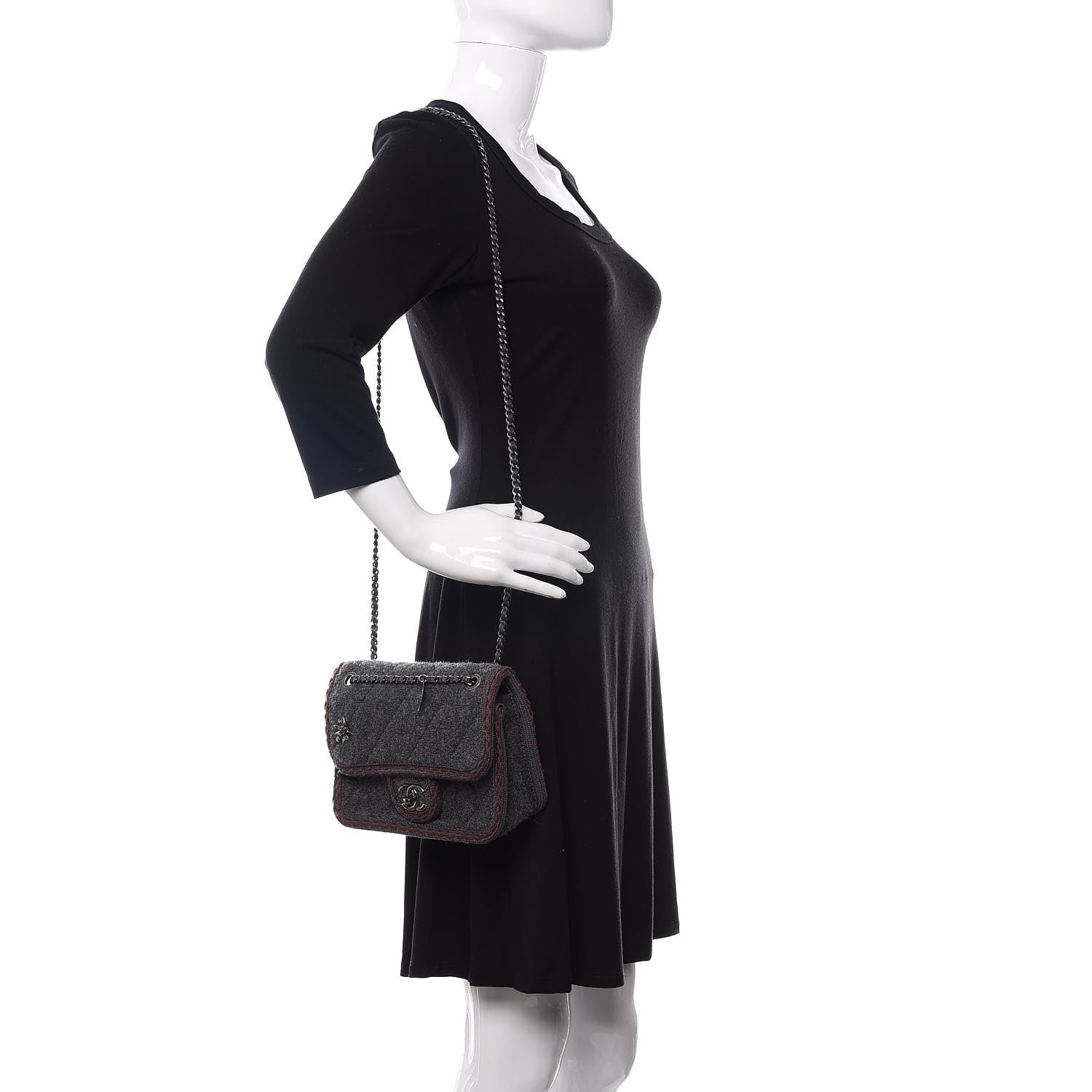 Chanel Wool Quilted Mini Edelweiss Single Flap Grey 2 of 11