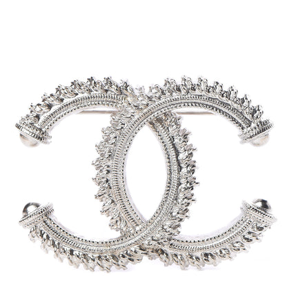 Chanel Textured CC Brooch Silver 1 of 5