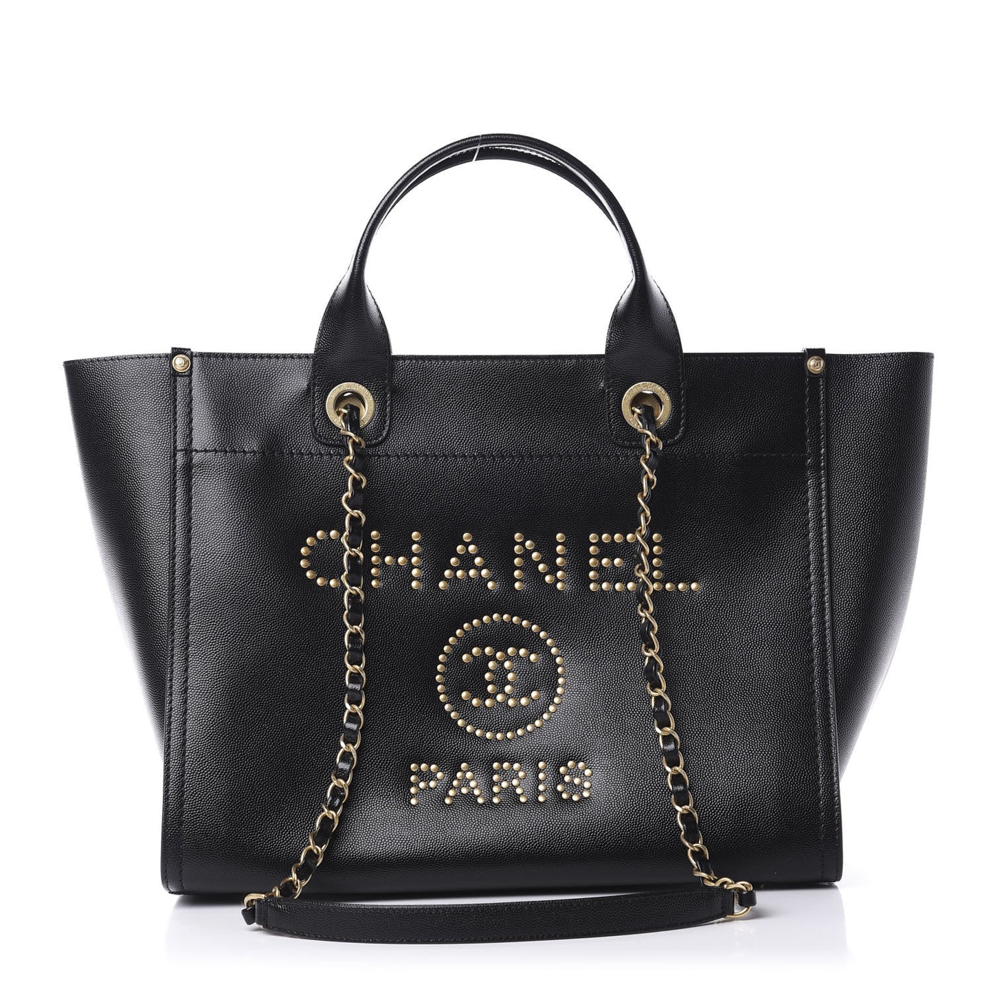Caviar Small Studded Deauville Tote Black