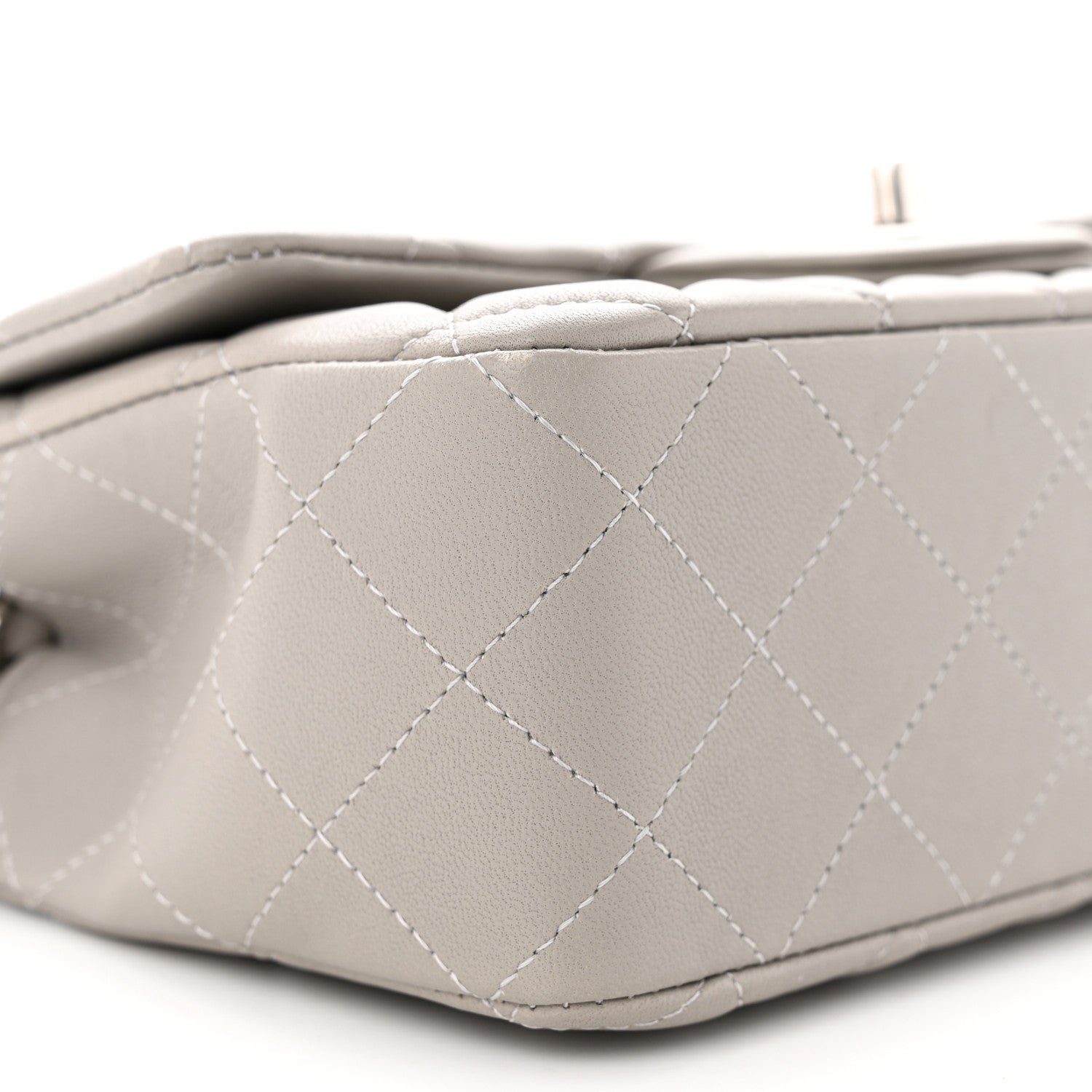 Chanel Lambskin Quilted Mini Rectangular Flap Grey 9 of 10