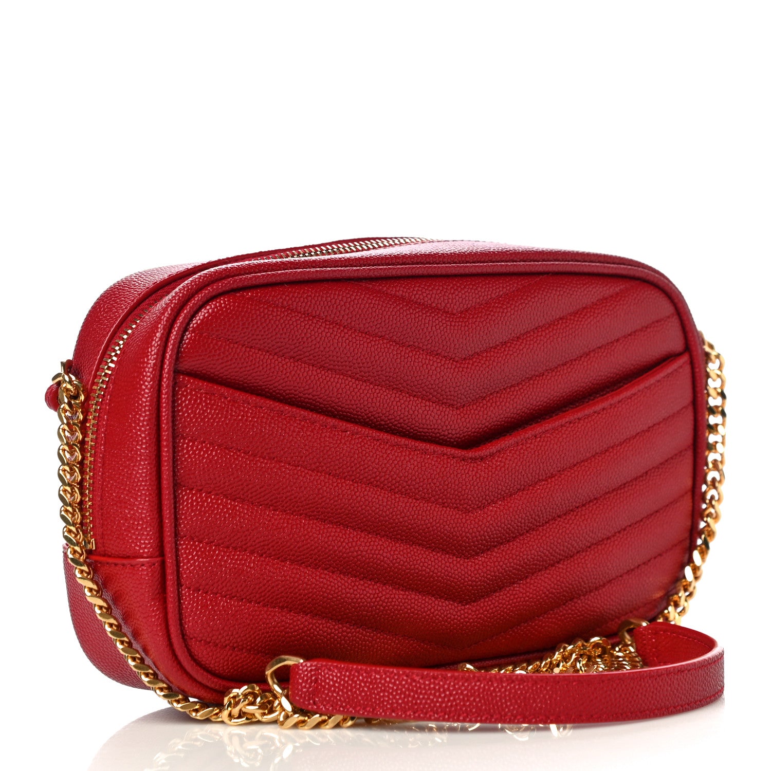 Saint Laurent Grain De Poudre Matelasse Monogram Mini Lou Camera Bag Eros Red 3 of 10