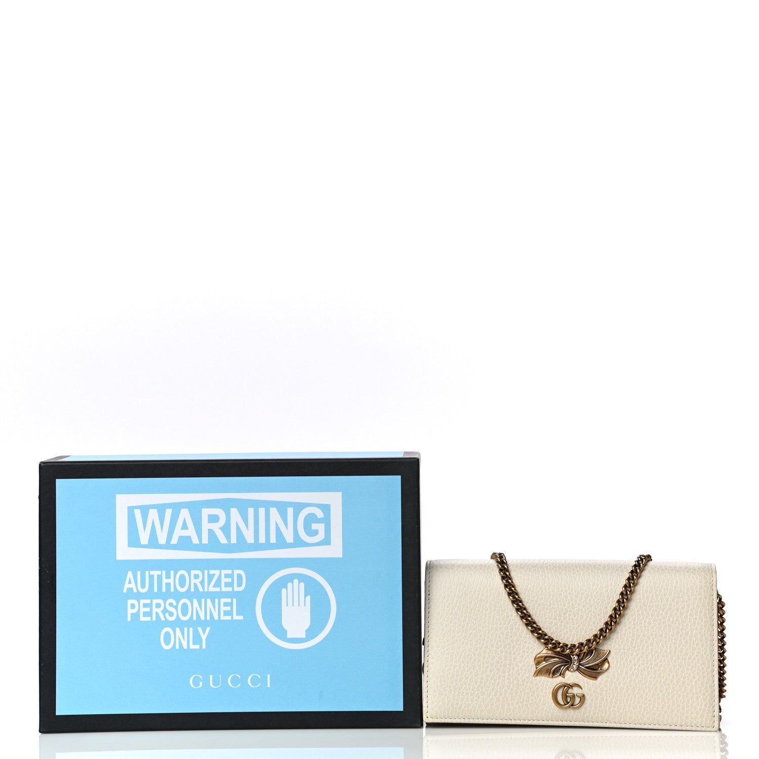 Gucci Calfskin GG Marmont Bow Chain Wallet White 12 of 12
