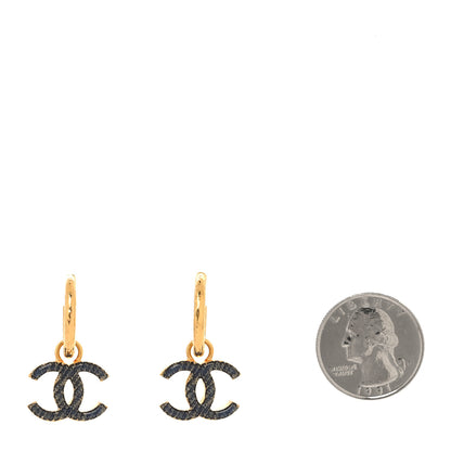 Chanel Metal Enamel CC Denim Drop Earrings Gold Blue 2 of 4