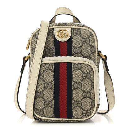 Gucci GG Supreme Monogram Web Mini Ophidia Double Zip Messenger Bag Beige Ebony Mystic White 1 of 10