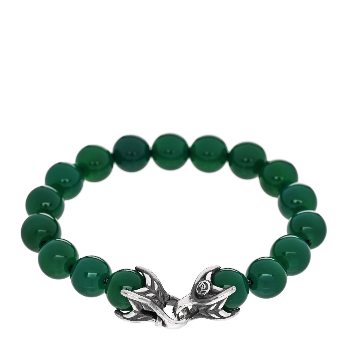 Sterling Silver Green Onyx 10mm Spiritual Beads Bracelet
