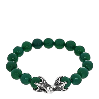 David Yurman Sterling Silver Green Onyx 10mm Spiritual Beads Bracelet 2 of 5