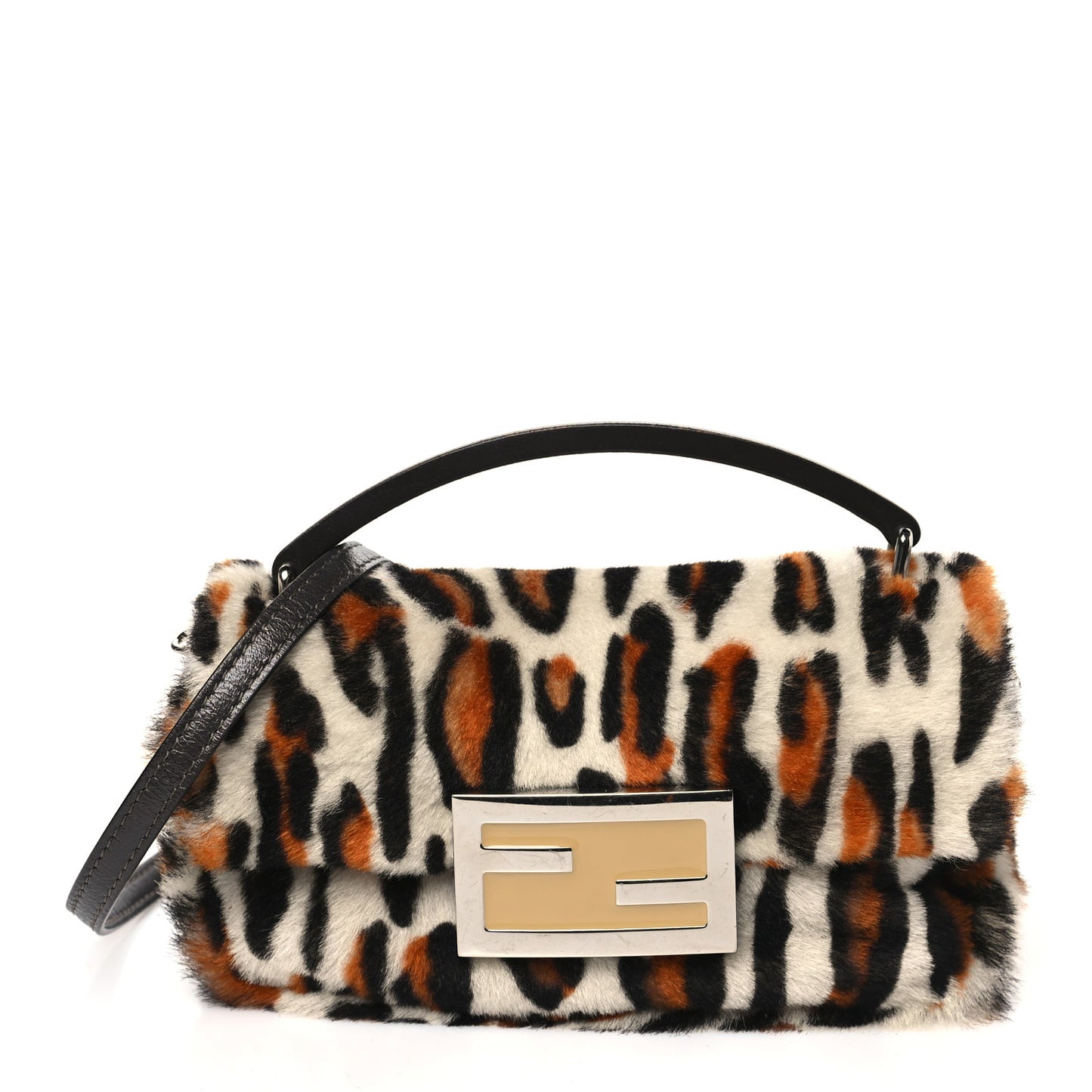 Calf Hair Leopard Print Phone Baguette Moro