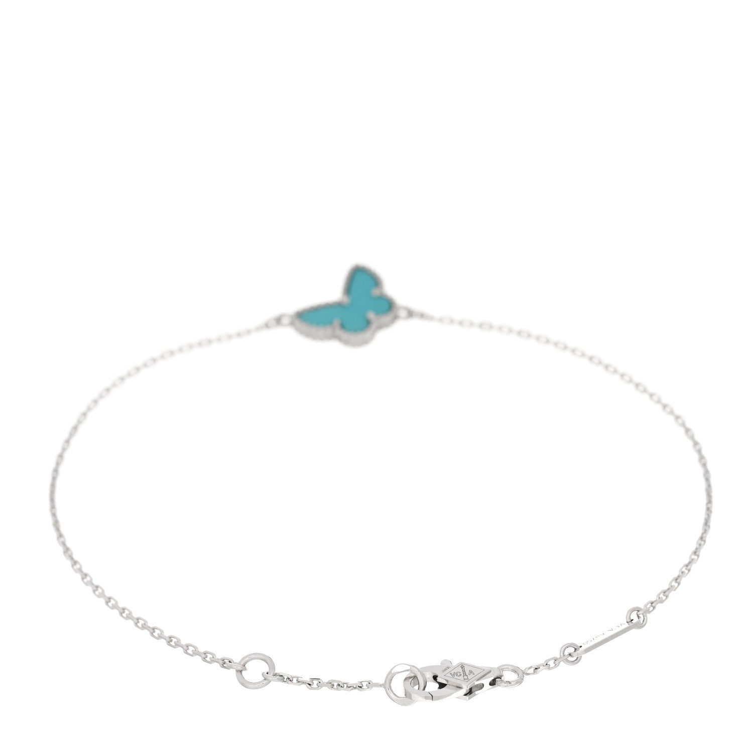 Van Cleef & Arpels 18K White Gold Turquoise Sweet Alhambra Butterfly Bracelet 2 of 4