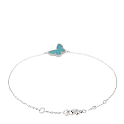 Van Cleef & Arpels 18K White Gold Turquoise Sweet Alhambra Butterfly Bracelet 2 of 4