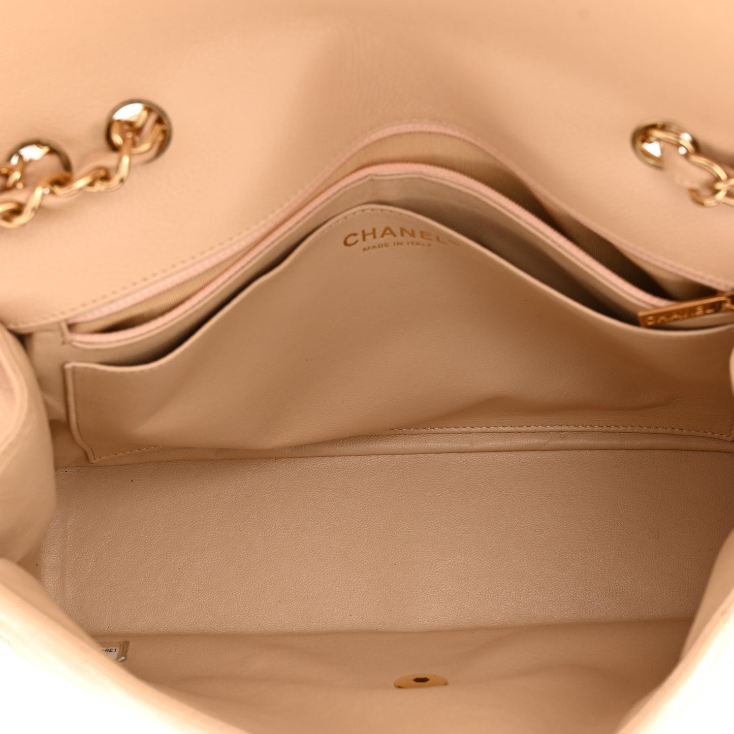 Caviar Quilted Jumbo Single Flap Beige