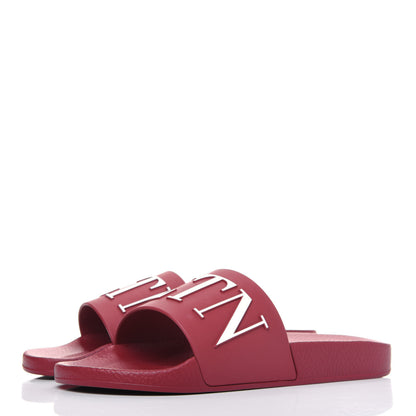 Valentino Garavani Rubber VLTN Pool Slide Sandals 41 Rubin 3 of 8