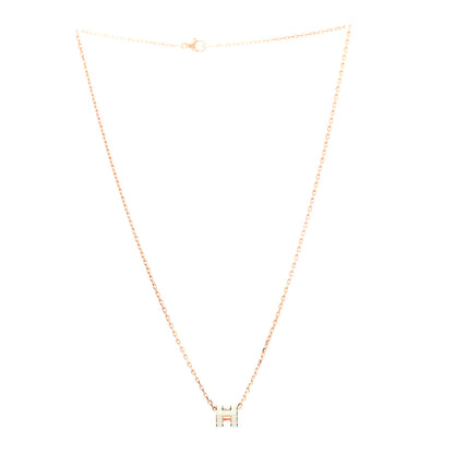 Hermes Lacquered Rose Gold Mini Pop H Pendant Necklace Vert Fizz 3 of 7