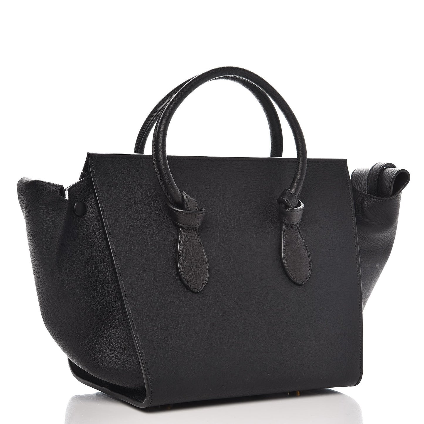 Crisped Calfskin Mini Tie Knot Tote Black