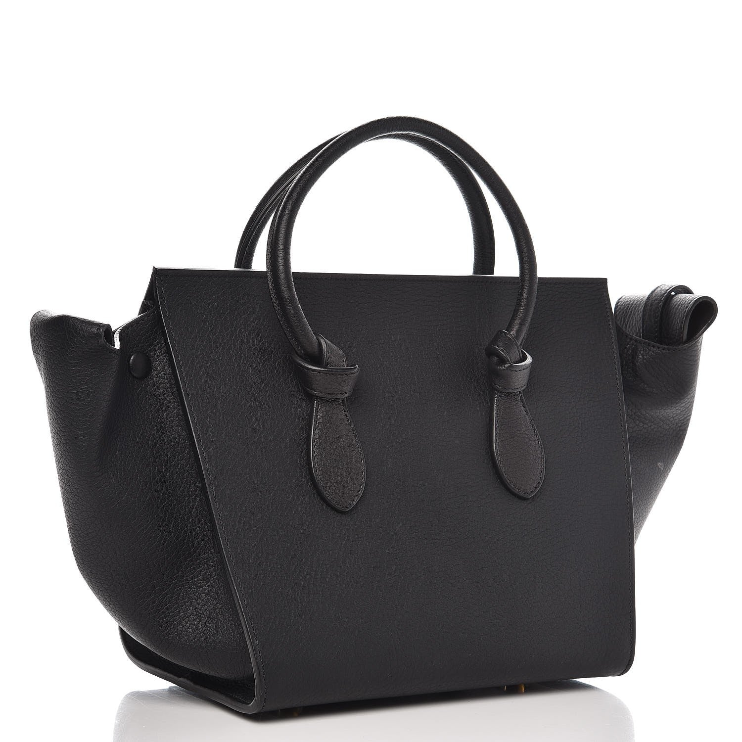 Celine Crisped Calfskin Mini Tie Knot Tote Black 3 of 8