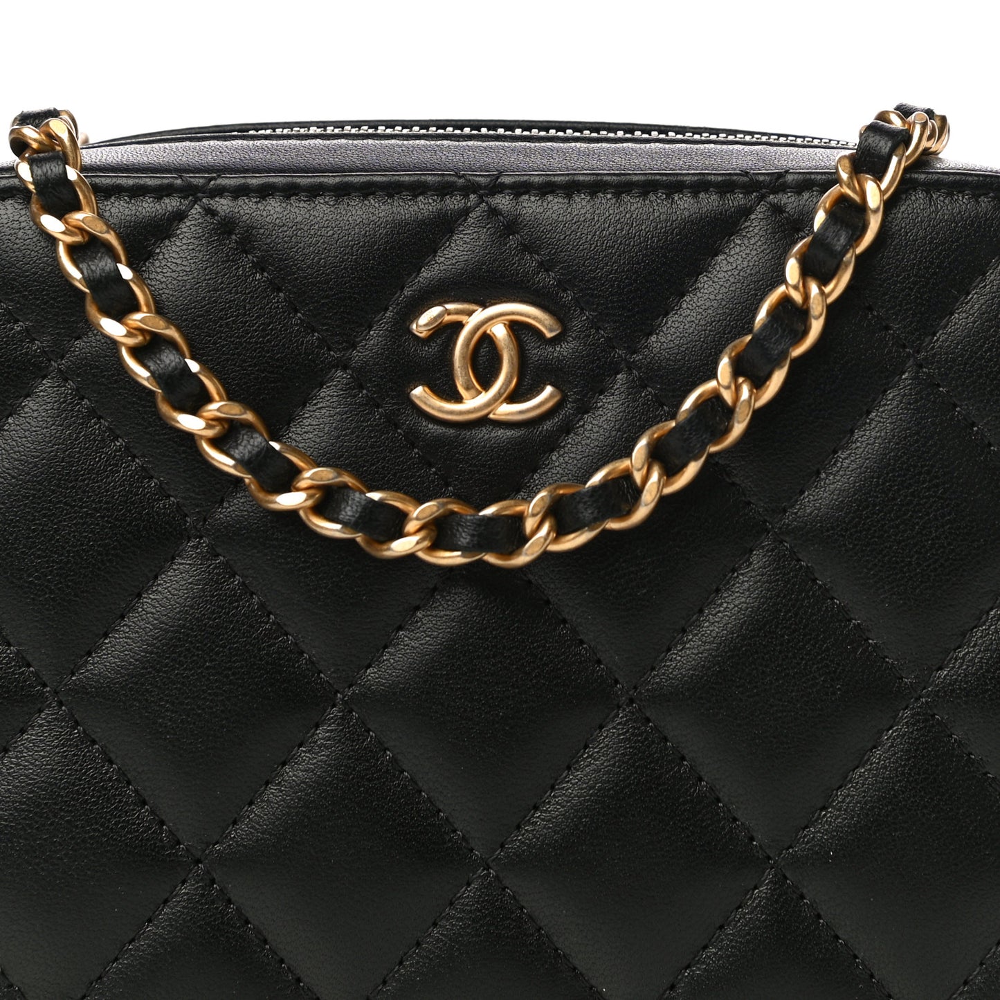 Lambskin Quilted CC Pearl Crush Camera Case Black