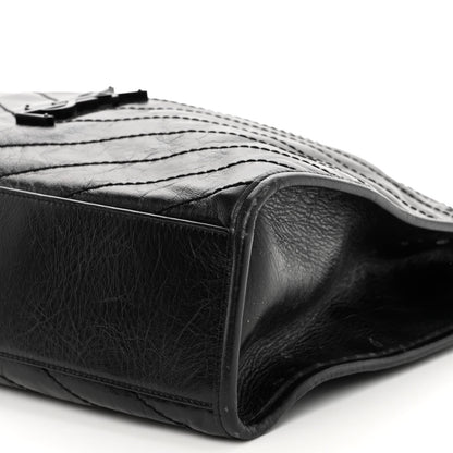 Saint Laurent Crinkled Calfskin Matelasse Monogram Medium Niki Shopper Tote Black 9 of 10