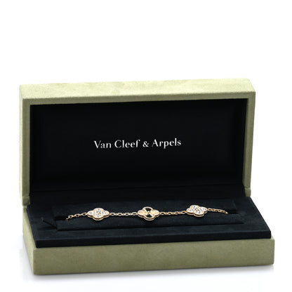 Van Cleef & Arpels 18K Yellow Gold Diamond 5 Motifs Guilloche Vintage Alhambra Bracelet 4 of 4
