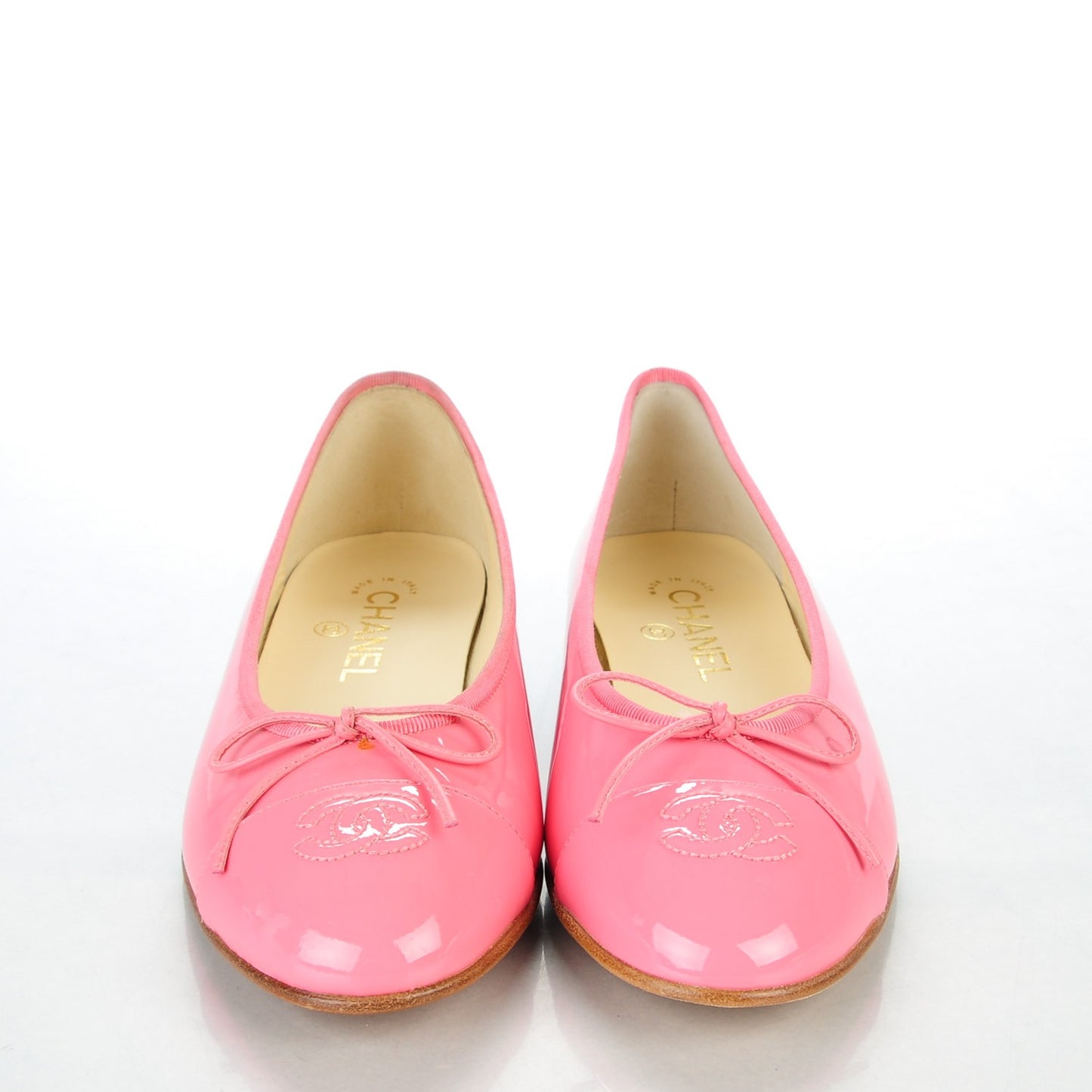 Patent CC Cap Toe Ballerina Flats 38.5 Pink