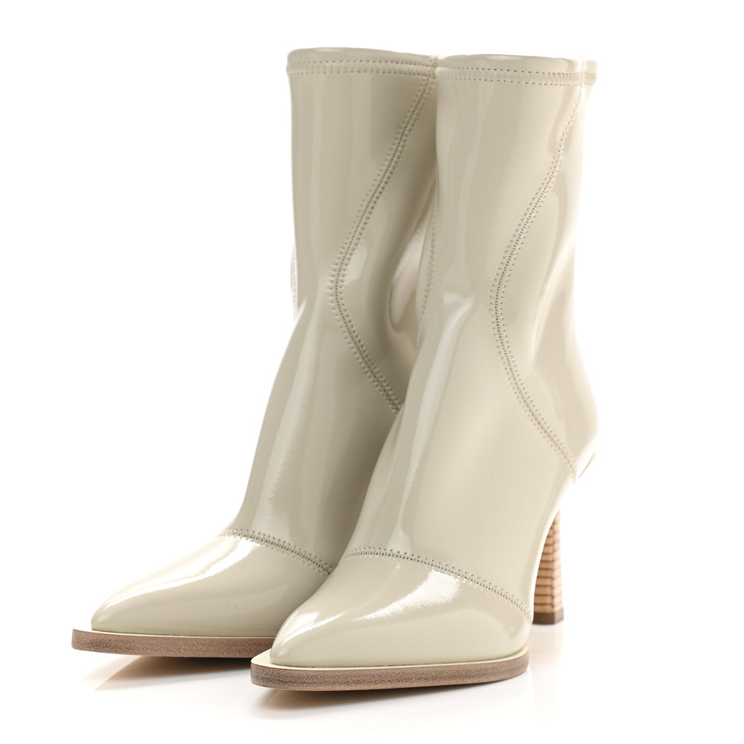 Fendi Glossy Neoprene FFrame Ankle Boots 35 Pietra 3 of 7