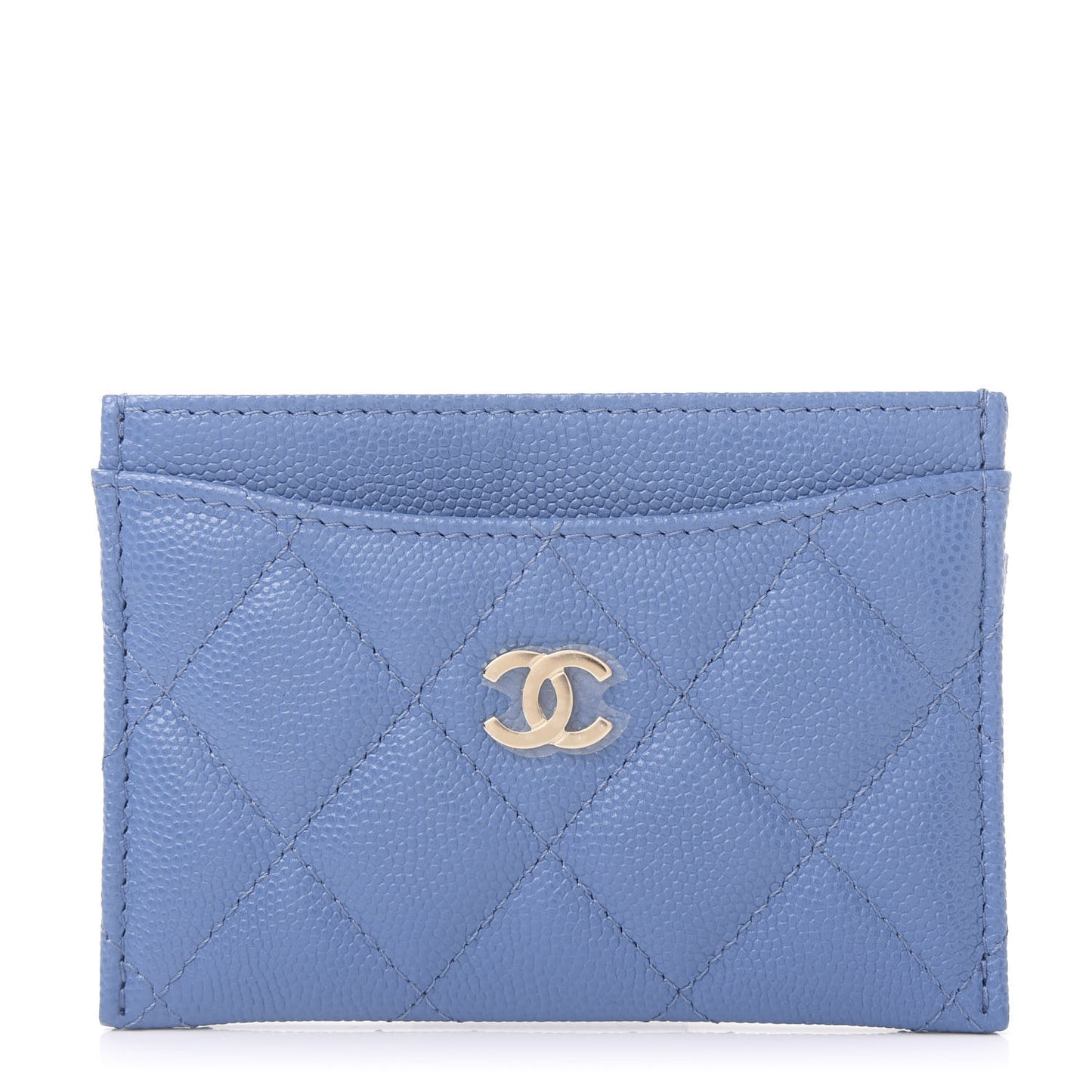Caviar Quilted Card Holder Blue