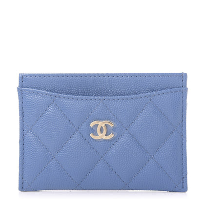 Chanel Caviar Quilted Card Holder Blue 1 of 12