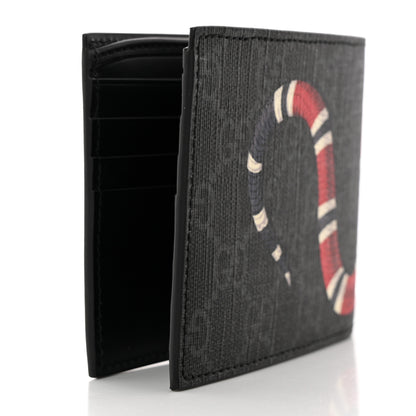 Gucci GG Supreme Monogram Kingsnake Nice Bi-Fold Wallet Black Grey 3 of 8