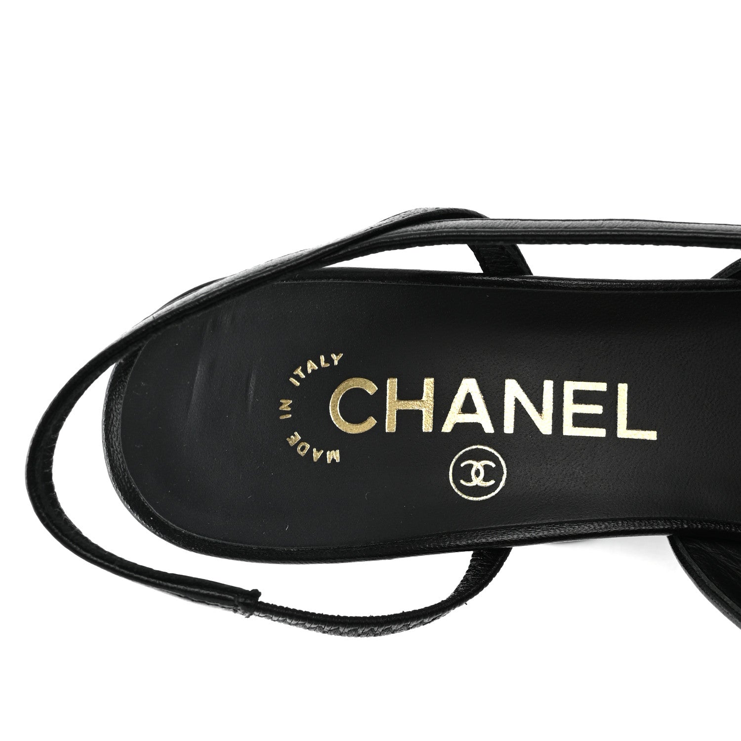 CHANEL 黒 レザー ミュール Chanel Lambskin Grosgrain Cap Toe CC Slingback Pumps 36