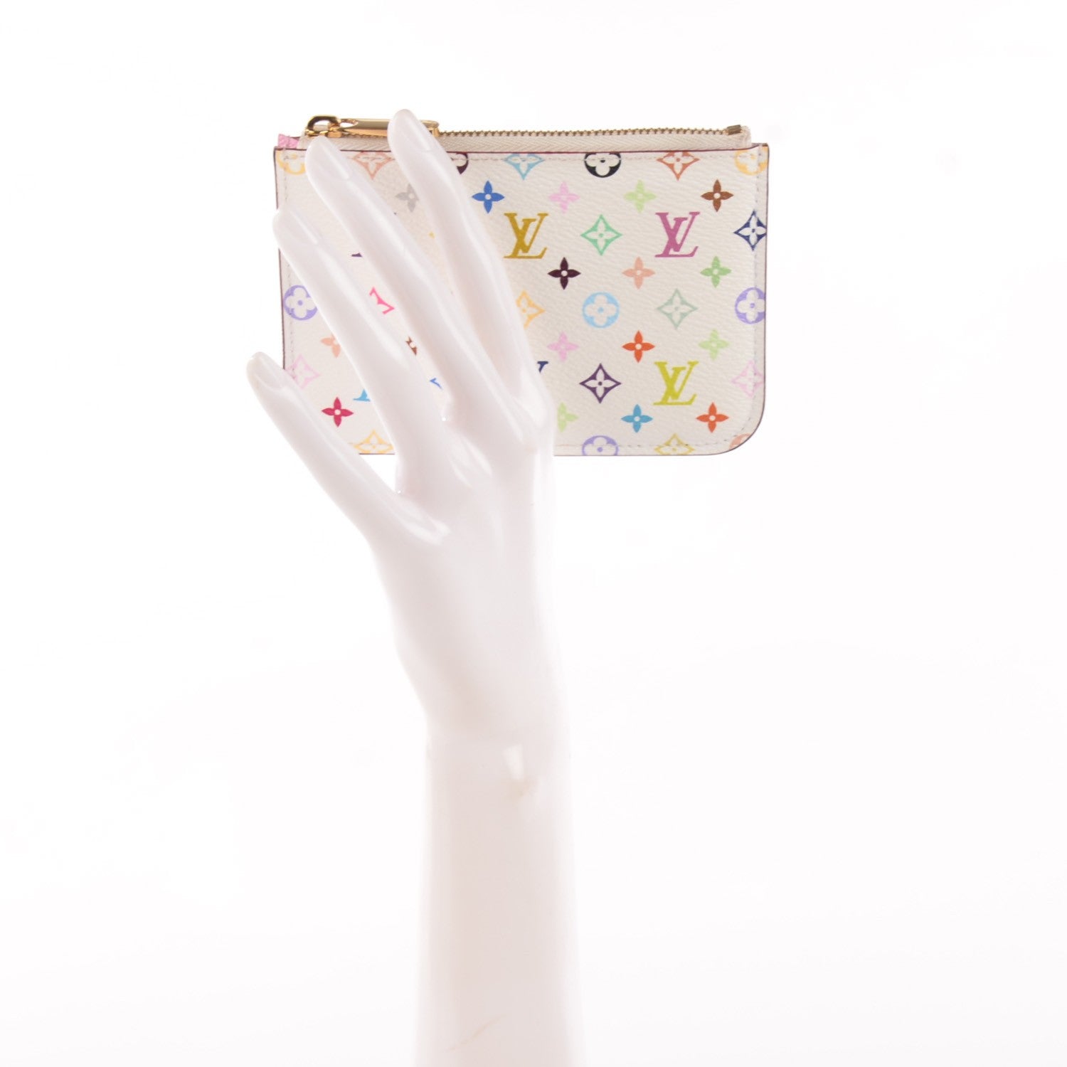 Louis Vuitton Monogram Multicolor Key Pouch White Litchi 2 of 7