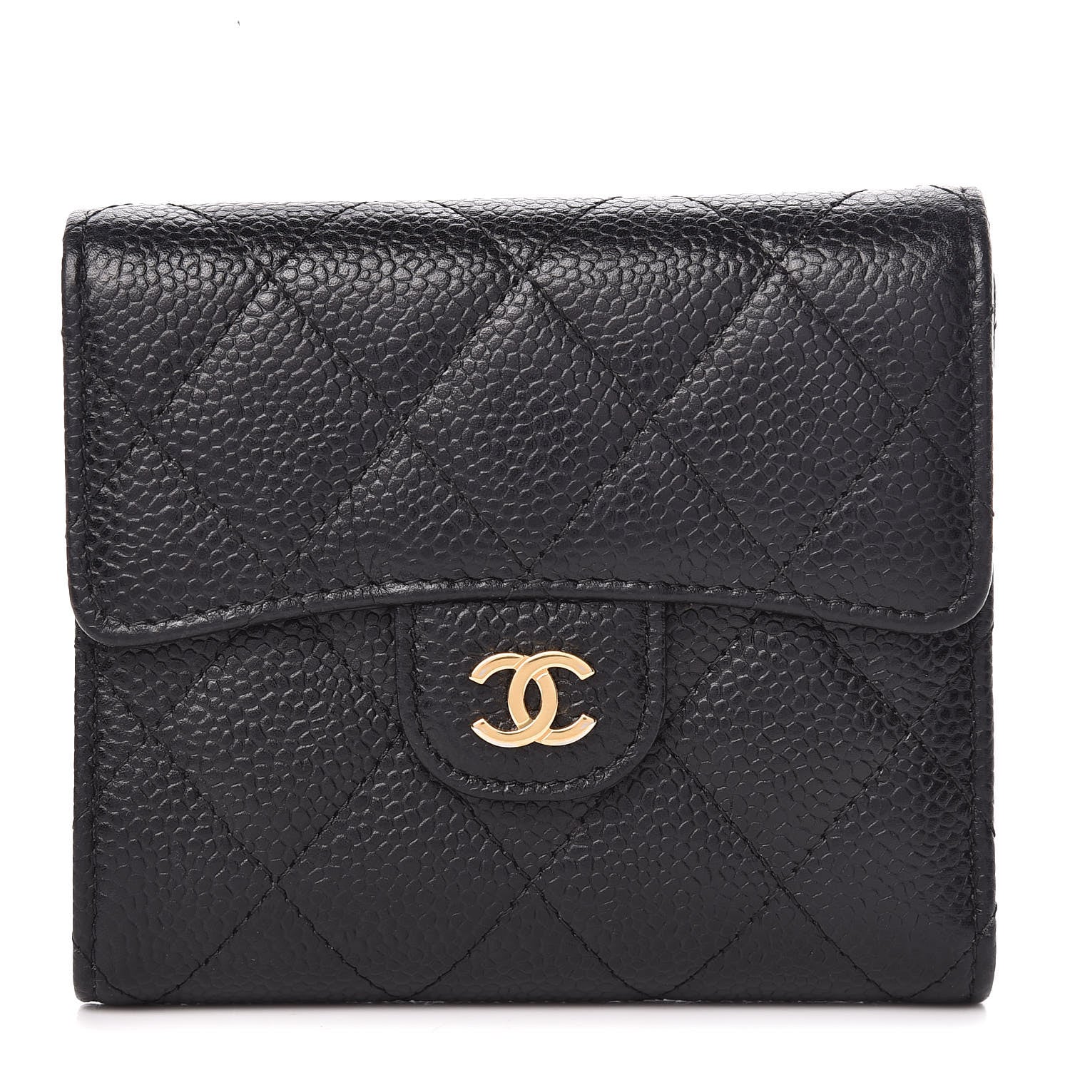 Chanel Caviar Quilted Compact Flap Wallet Black 1 of 10