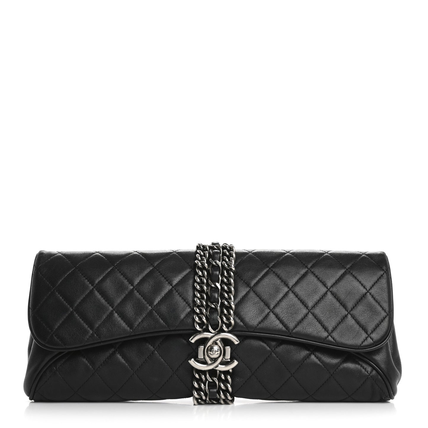 Lambskin Quilted Evening Clutch Black