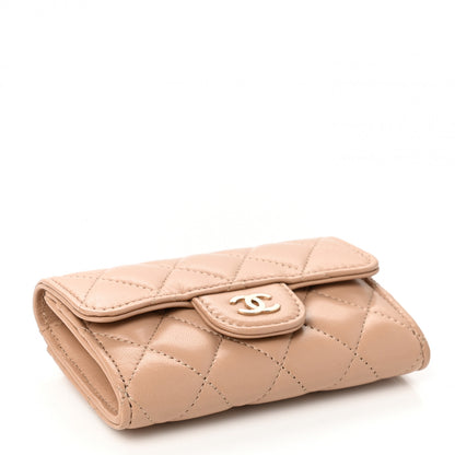 Chanel Lambskin Quilted Flap Card Holder Wallet Beige 4 of 9