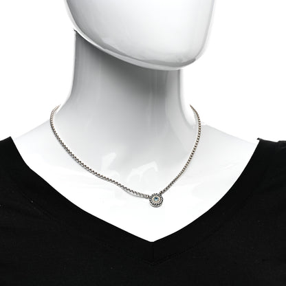 David Yurman Sterling Silver 14K Yellow Gold Blue Topaz 12mm Cookie Pendant Necklace 2 of 4