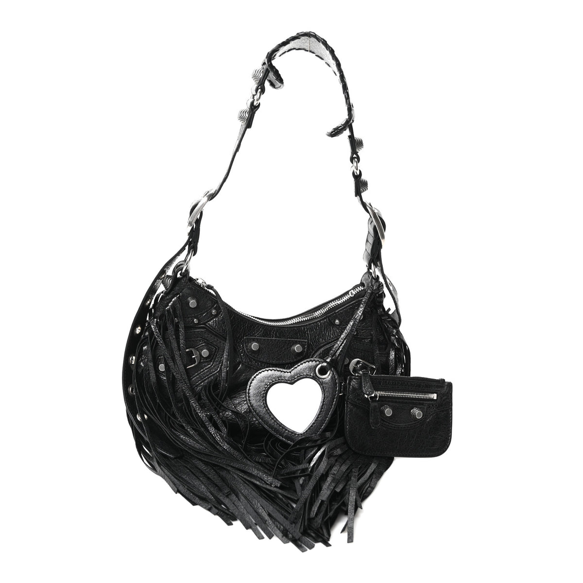 Agneau Arena Le Cagole Fringe Shoulder Bag XS Black