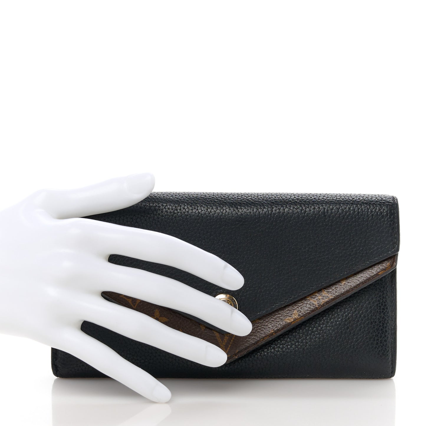 Calfskin Double V Wallet Black