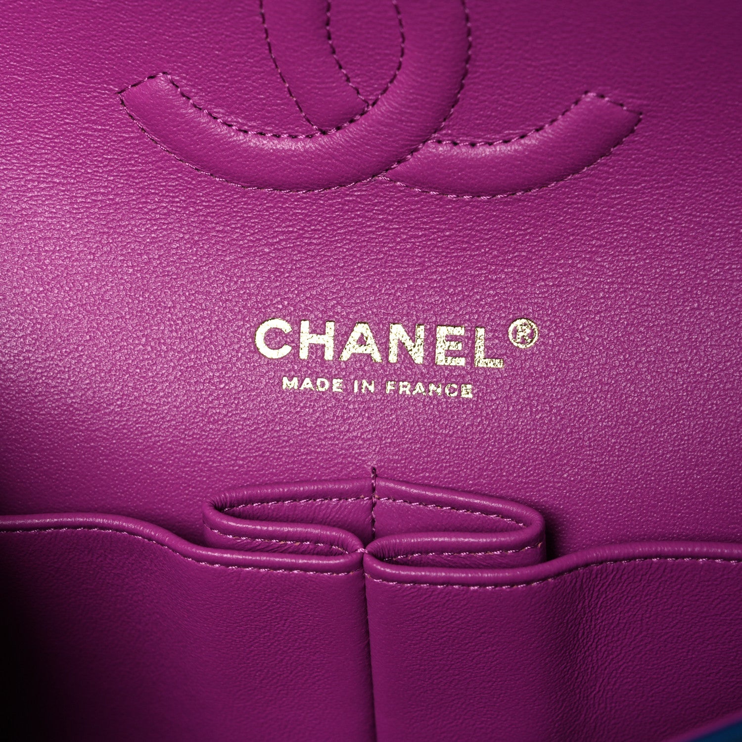 Chanel Lambskin Quilted Medium Double Flap Blue Pink 6 of 10