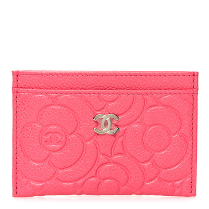 Chanel Caviar Camellia Embossed Card Holder Pink 1 of 10